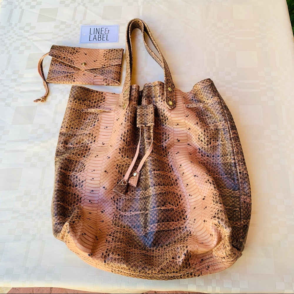 Purse & Wristlet Faux Snakeskin Croc Embossed Leather Line & Label Brooklyn NY